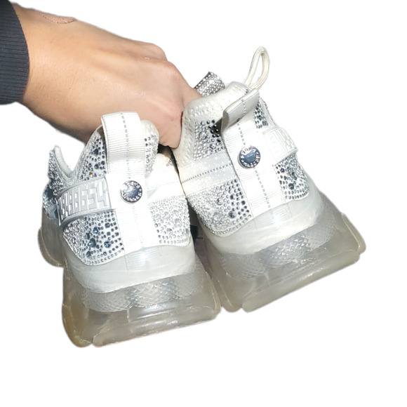 Steve Madden MAXIMA-R WHITE MULTI Rhinestone y2k Sparkle Sneakers - Picture 8 of 9
